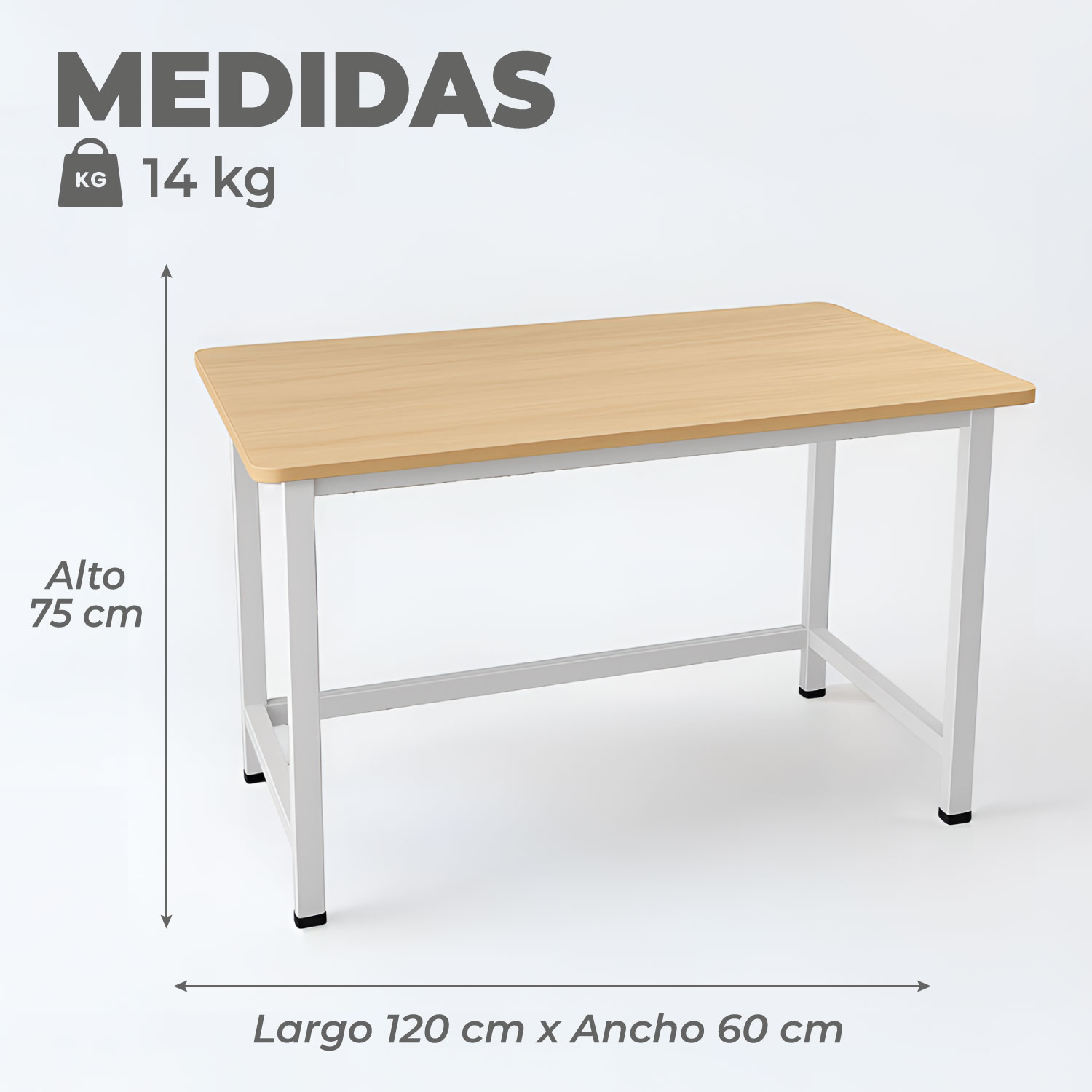 ESCRITORIO OFICINA PATA METAL GRUESA ANTIDESLIZANTE 120X75X60 CM - 3