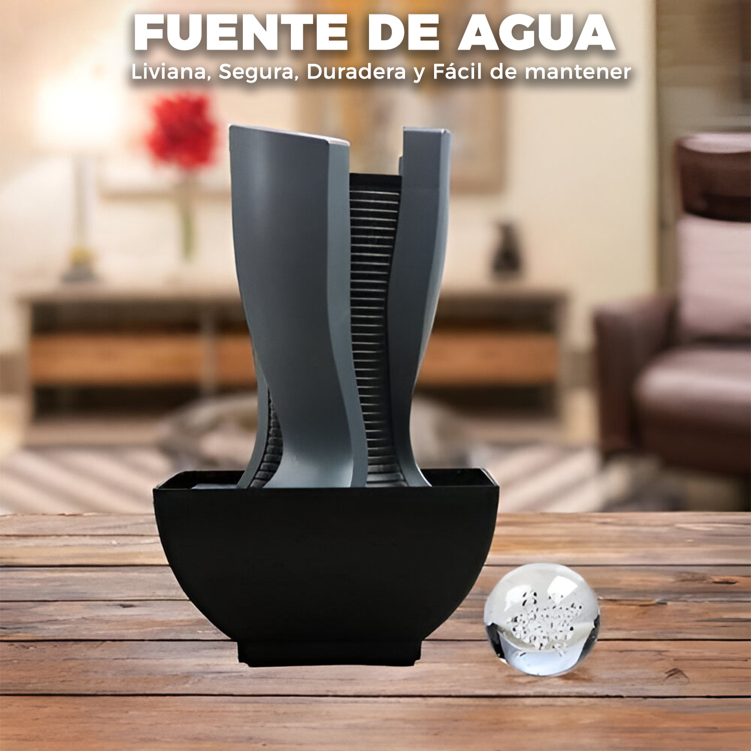FUENTE DE MESA CASCADA DE AGUA FENG SHUI ARTE MODERNO - 6