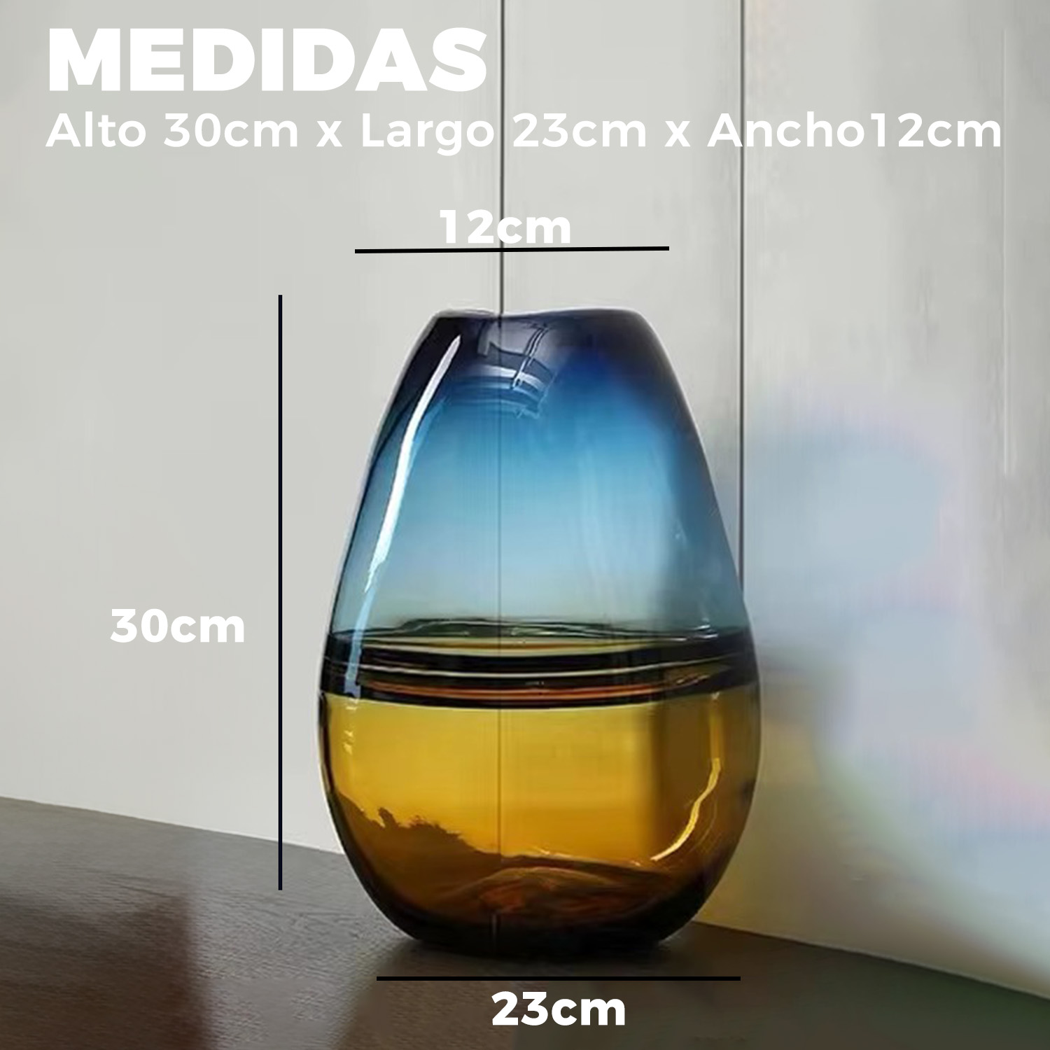 FLORERO JARRON DECORATIVO OVALADO MINIMALISTA ITALY 30 CMS. - 2