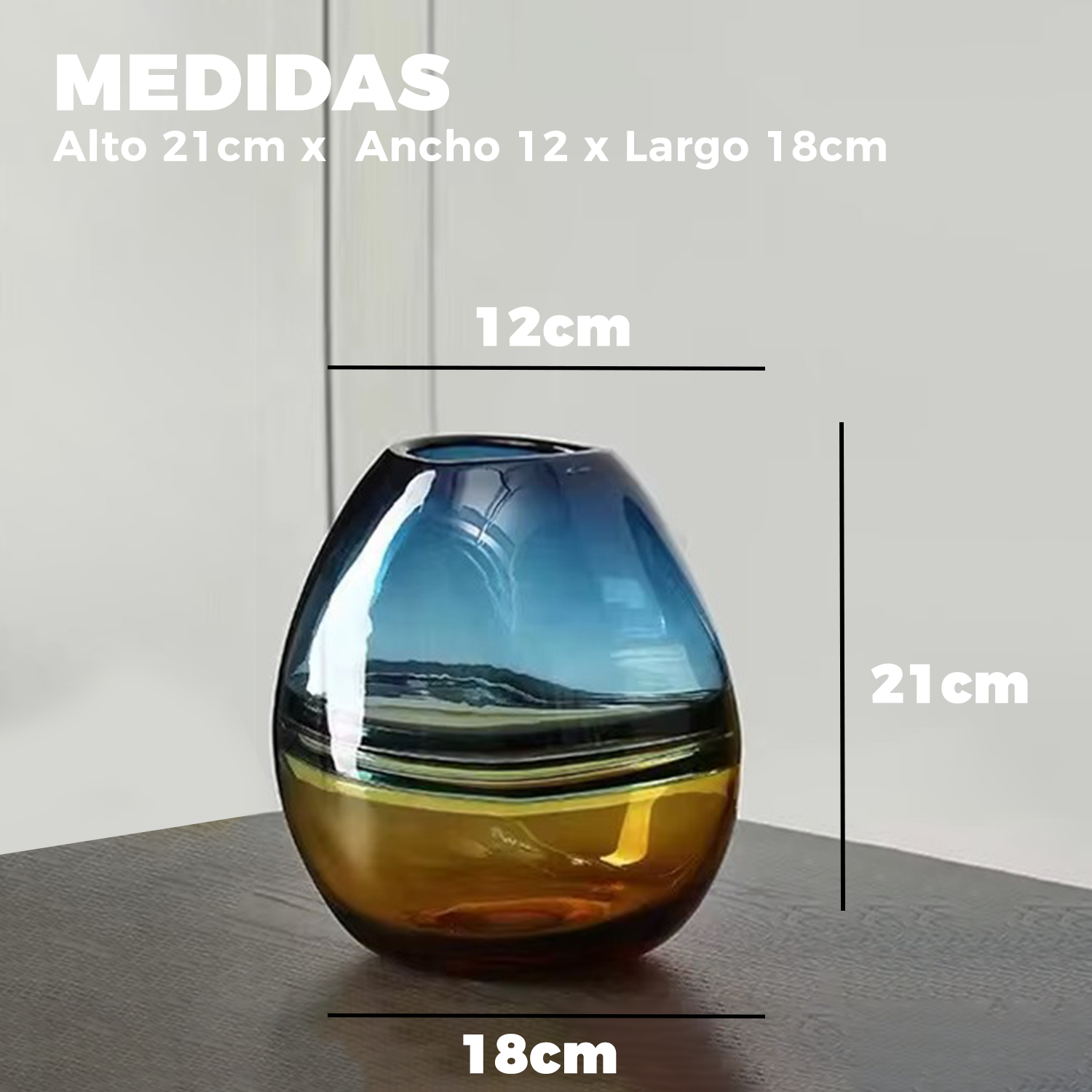 FLORERO JARRON DECORATIVO OVALADO MINIMALISTA ITALY 21 CMS. - 2