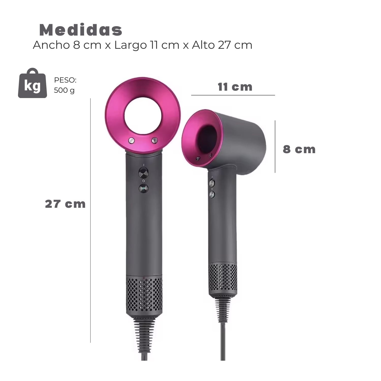 SECADOR DE PELO TIPO DYSON SUPERSONIC 5 ACCESORIOS - 4