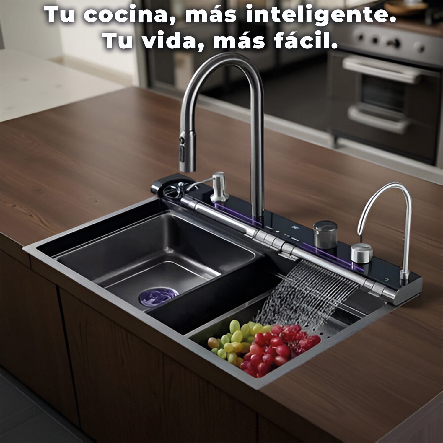 LAVAPLATOS CASCADA EMPOTRADO 76X47X21 ACERO INOXIDABLE - 3