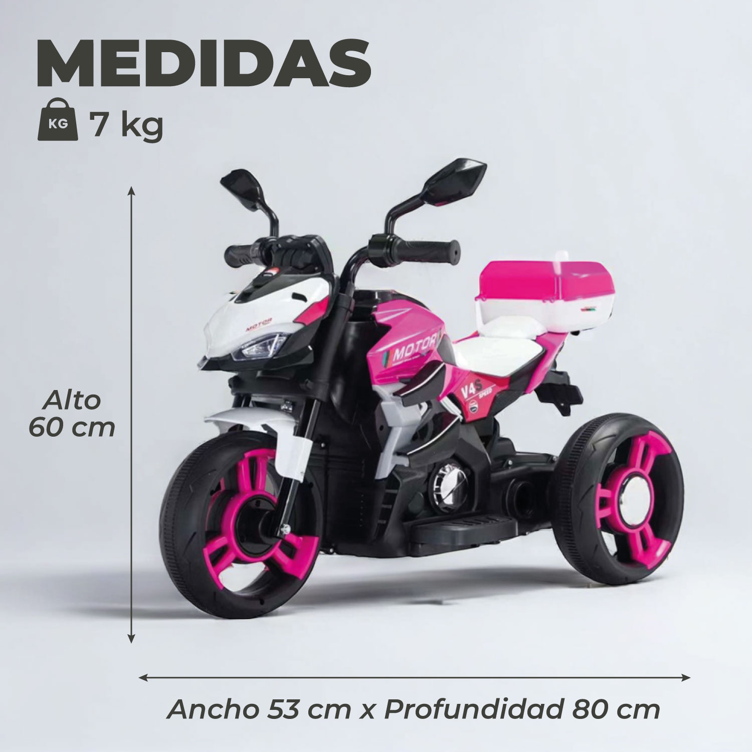 MOTO ELECTRICA NIÑO A BATERIA NITRO ITALY V4 LUZ Y SONIDO - 3