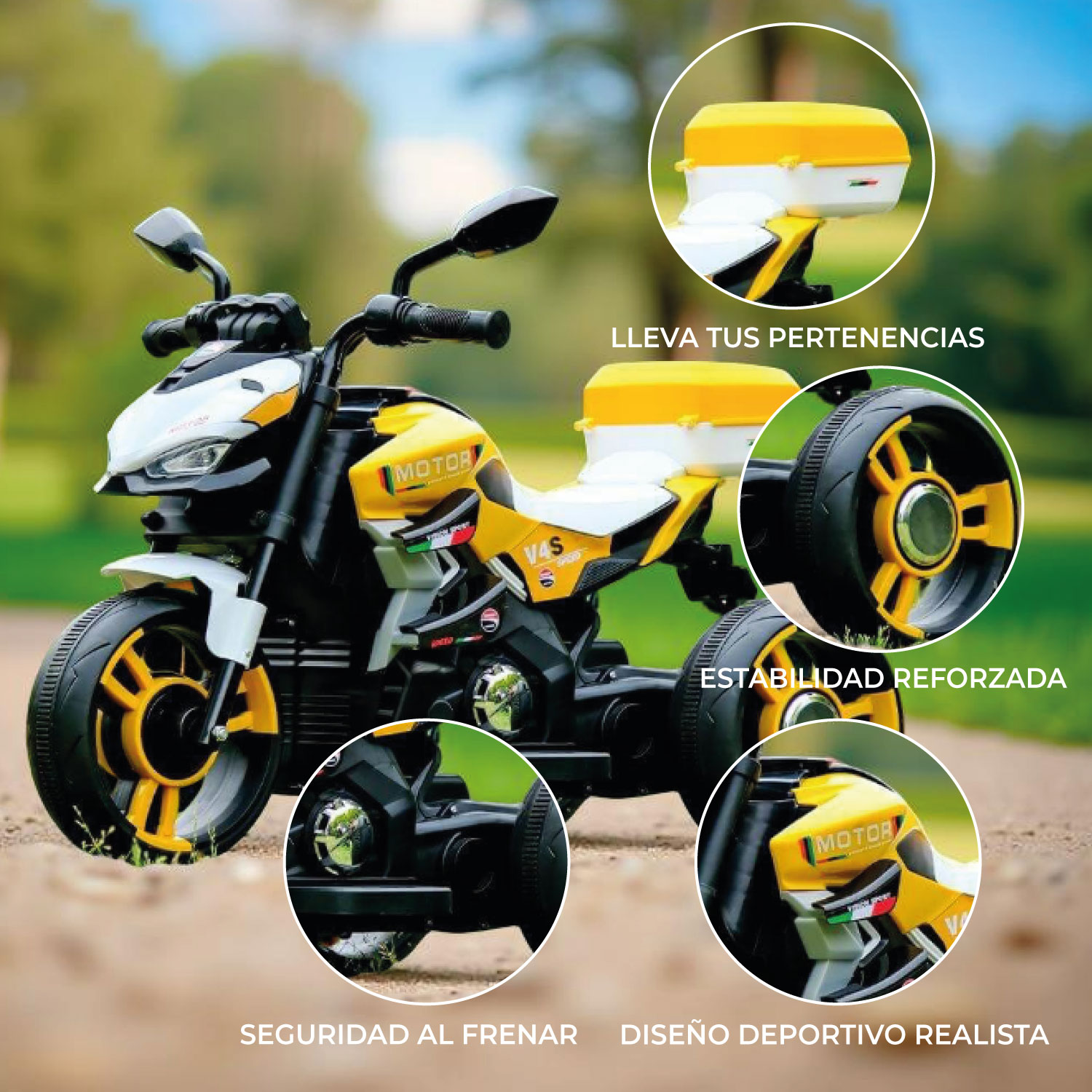 MOTO ELECTRICA NIÑO A BATERIA NITRO ITALY V4 LUZ Y SONIDO - 4