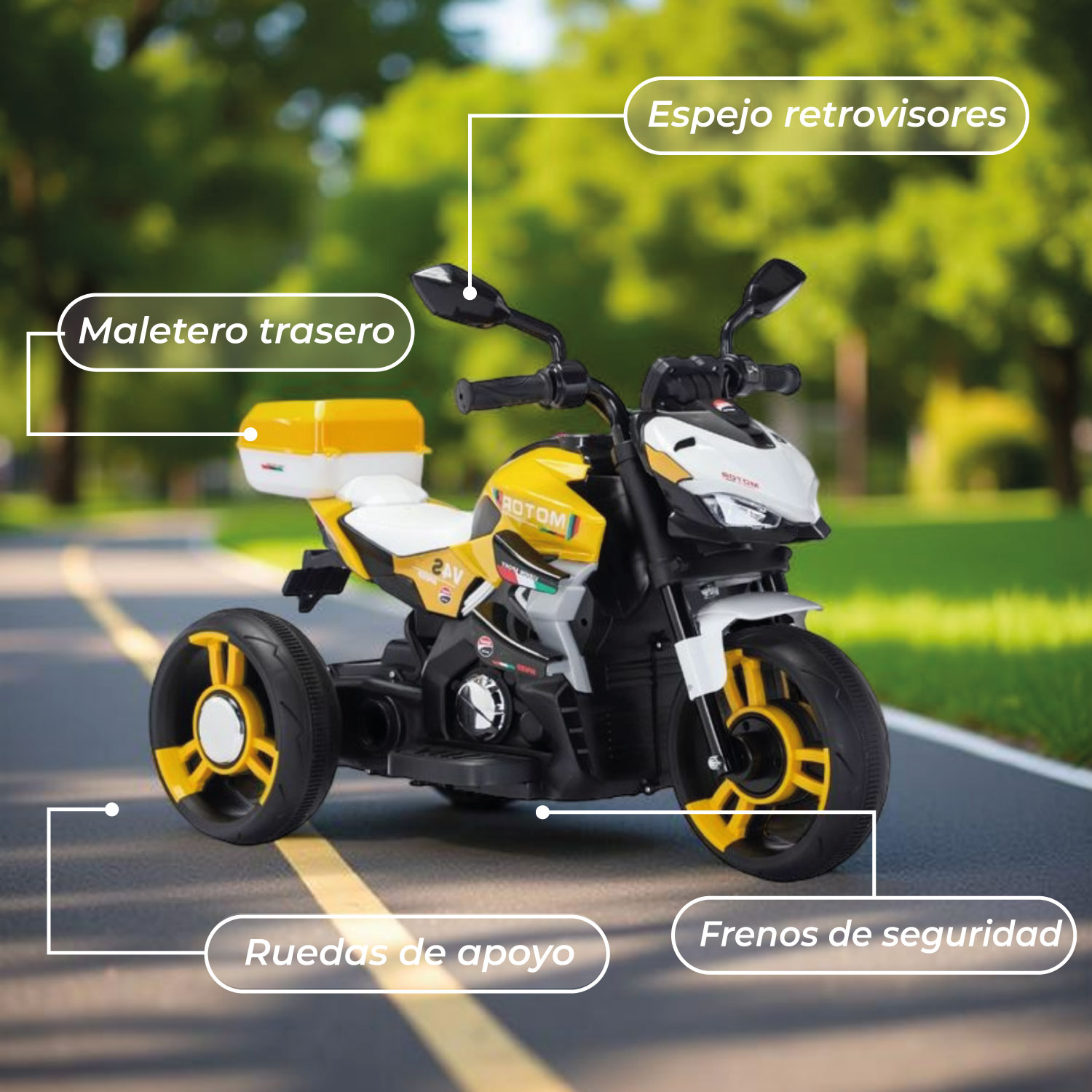 MOTO ELECTRICA NIÑO A BATERIA NITRO ITALY V4 LUZ Y SONIDO - 6