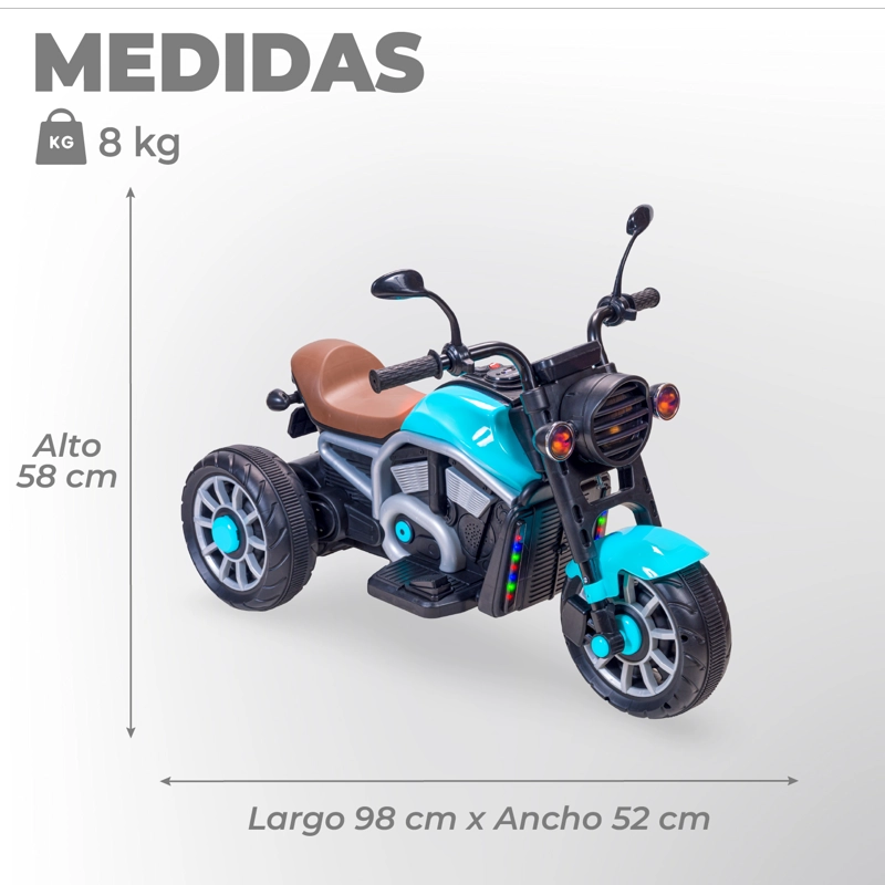 MOTO ELECTRICA PARA NIÑOS MOTOCICLETA CLASICA LUZ Y SONIDOS - 2