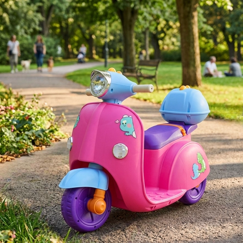 MOTO VESPA ELECTRICA INFANTIL DINORIDE CON MALETIN - 1