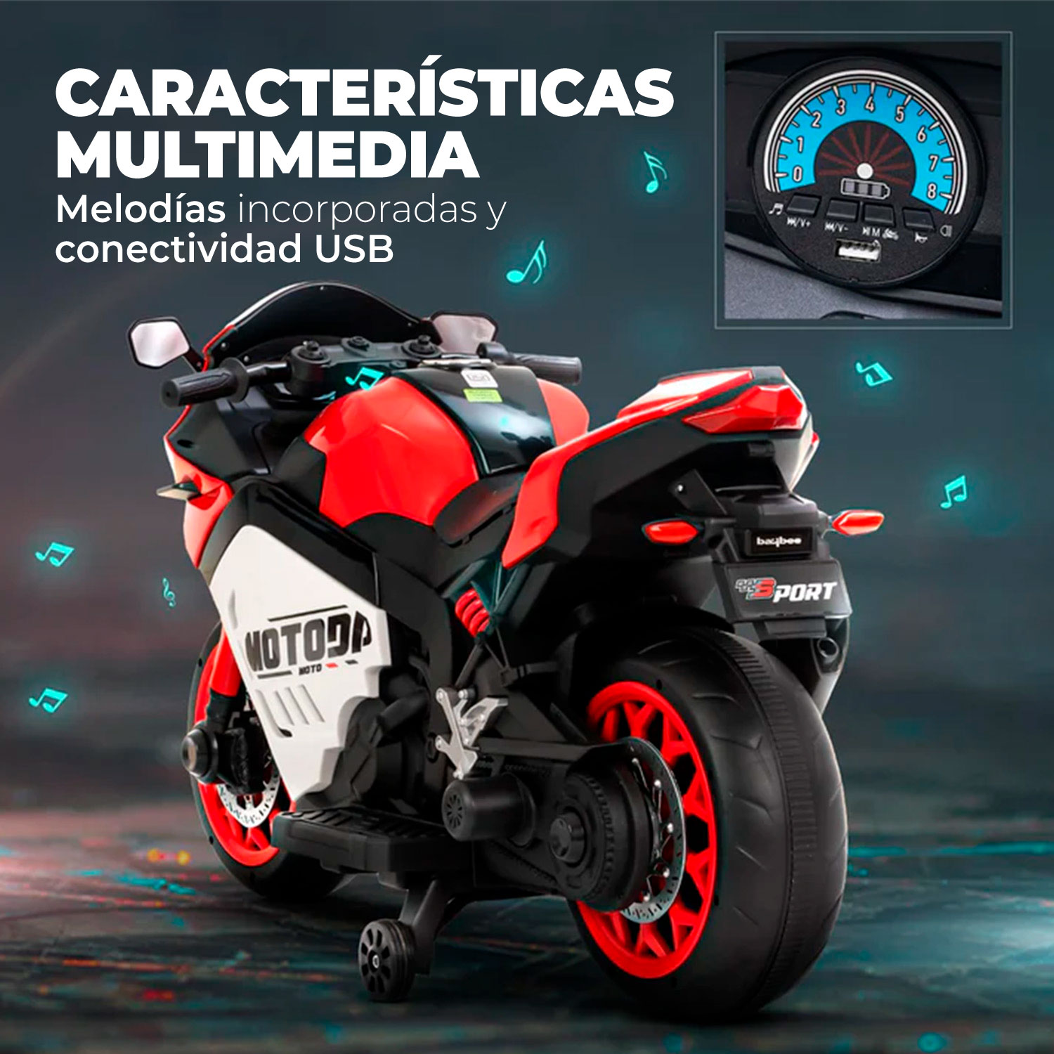 MOTO ELECTRICA NIÑO A BATERIA NITRO ITALY V8 - 5