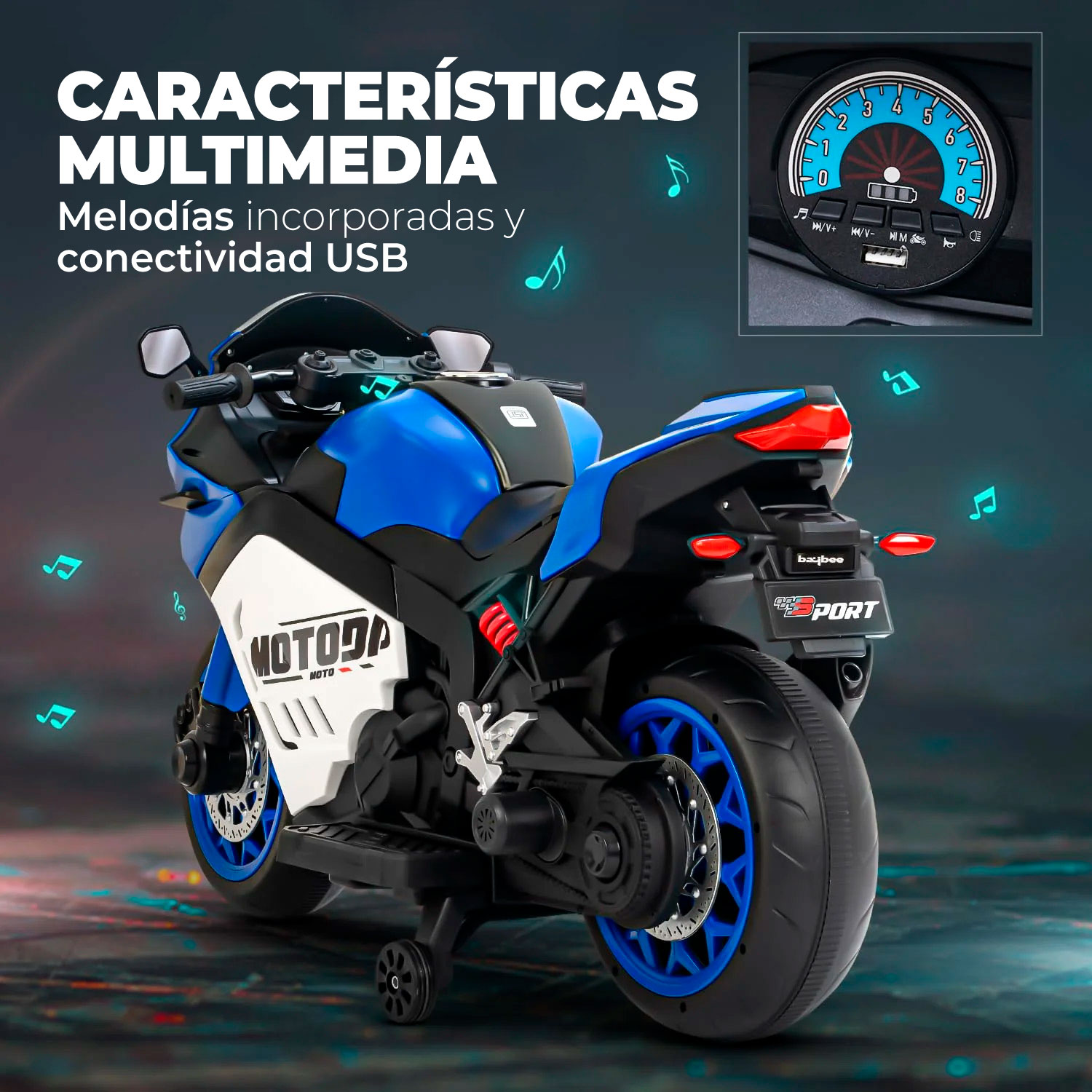 MOTO ELECTRICA NIÑO A BATERIA NITRO ITALY V8 - 5