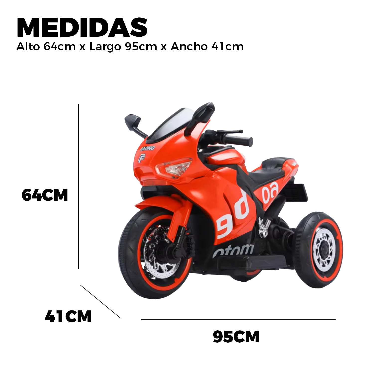 MOTO ELECTRICA INFANTIL 3 RUEDAS TURBO 6V GSX - 3