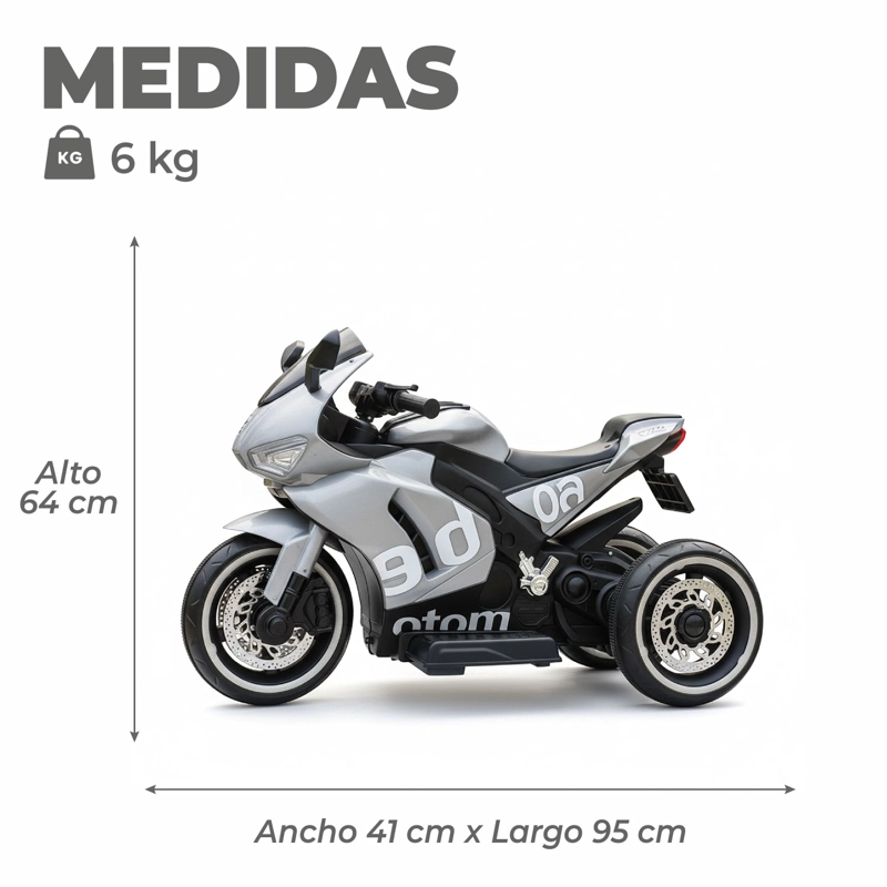 MOTO ELECTRICA INFANTIL 3 RUEDAS TURBO 6V GSX - 2