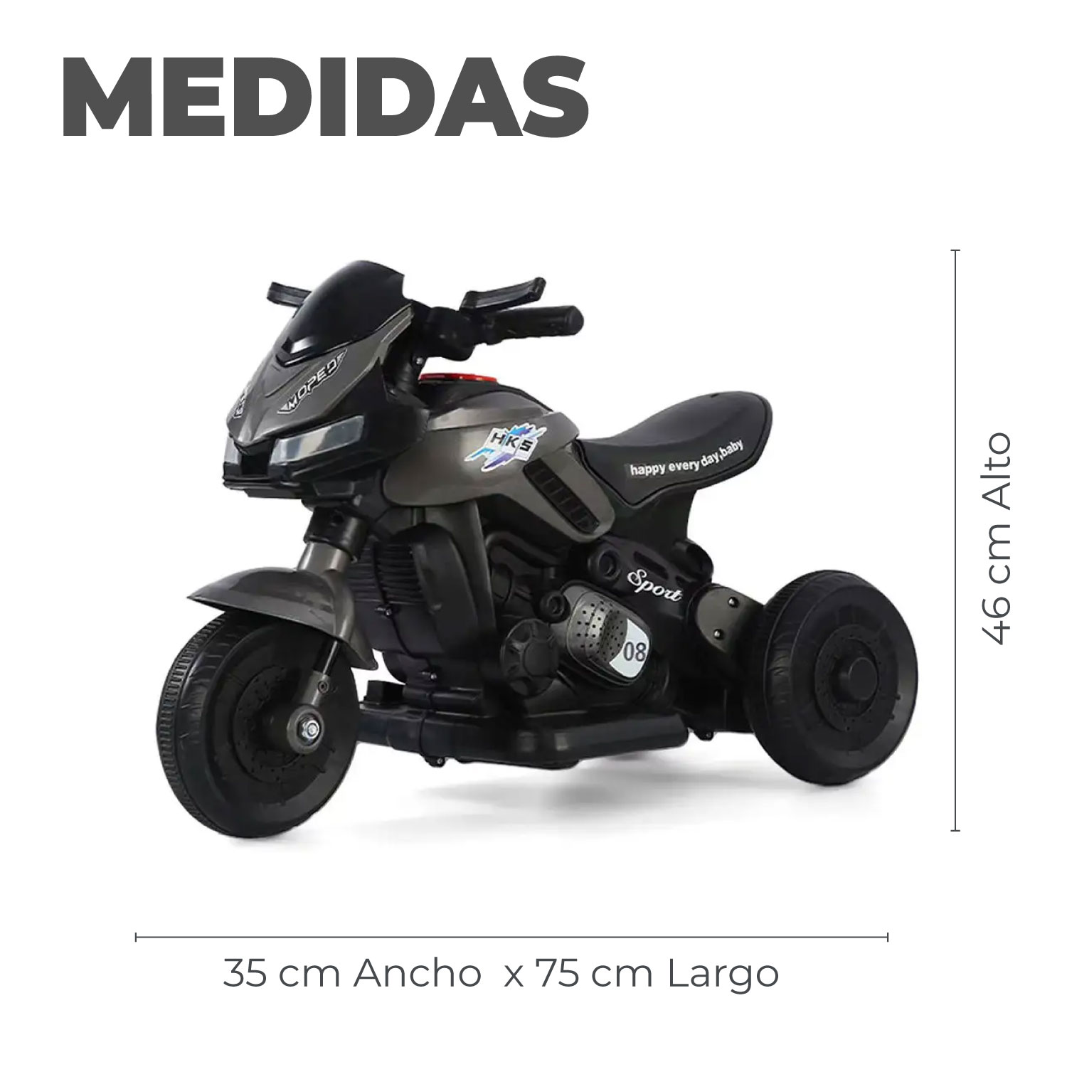 MOTO ELECTRICA INFANTIL 3 RUEDAS CON LUZ Y SONIDO HK5 6V - 2