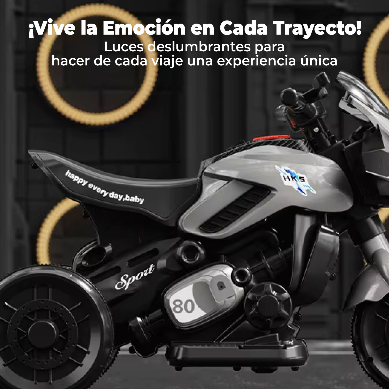 MOTO ELECTRICA INFANTIL 3 RUEDAS CON LUZ Y SONIDO HK5 6V - 4