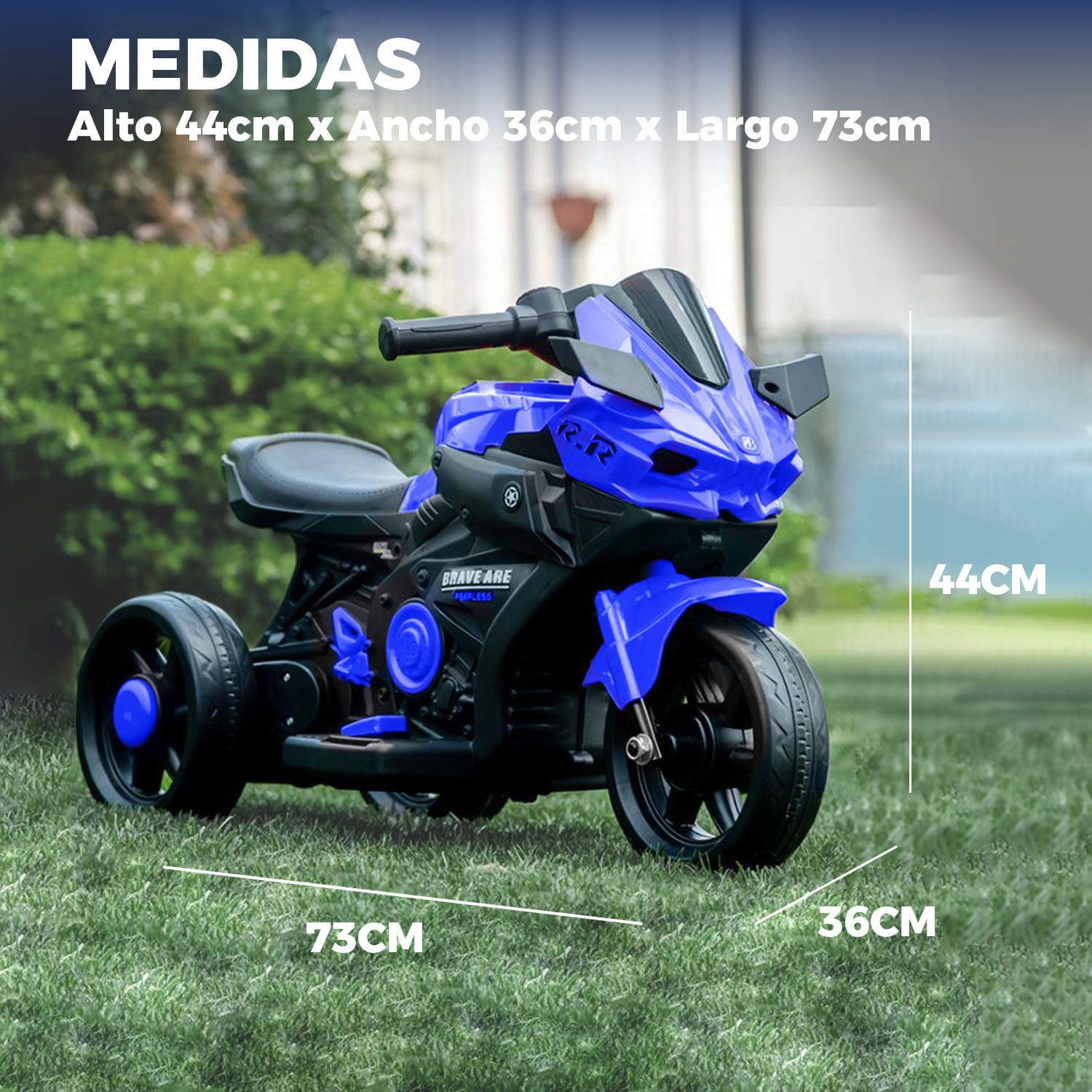 MOTO ELECTRICA INFANTIL 3 RUEDAS CON SONIDO RR BRAVE 6V - 2