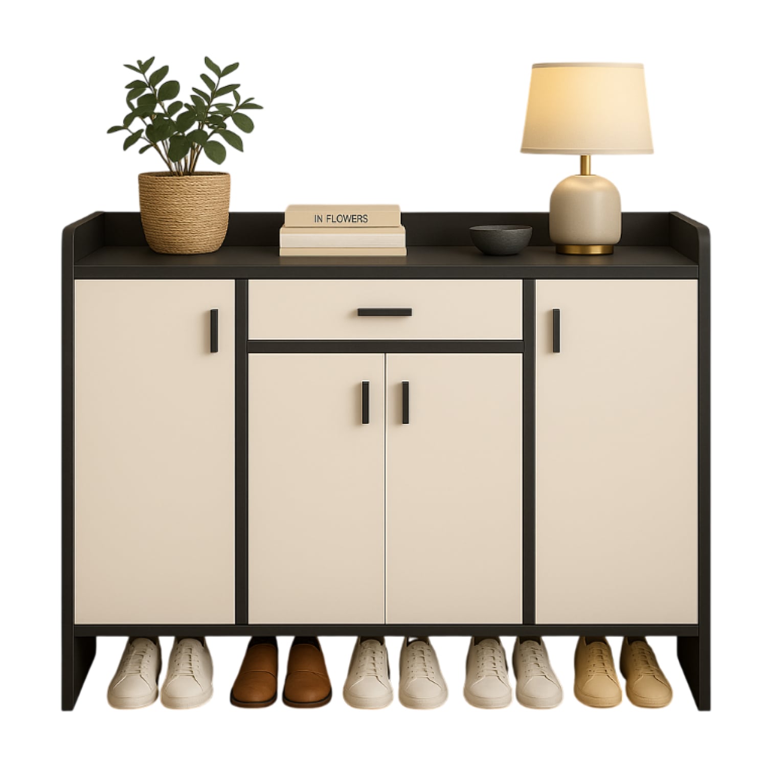 ZAPATERO 4 PUERTAS ORGANIZADOR ESTANTE CON CAJON 121X30X80CM - 1