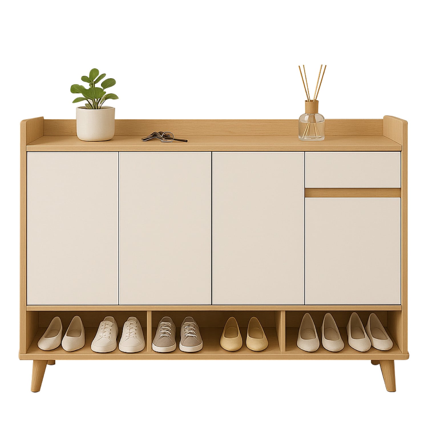 ZAPATERO ROUND TOE 4 PUERTAS CON CAJONES MAPLE 140CM - 1