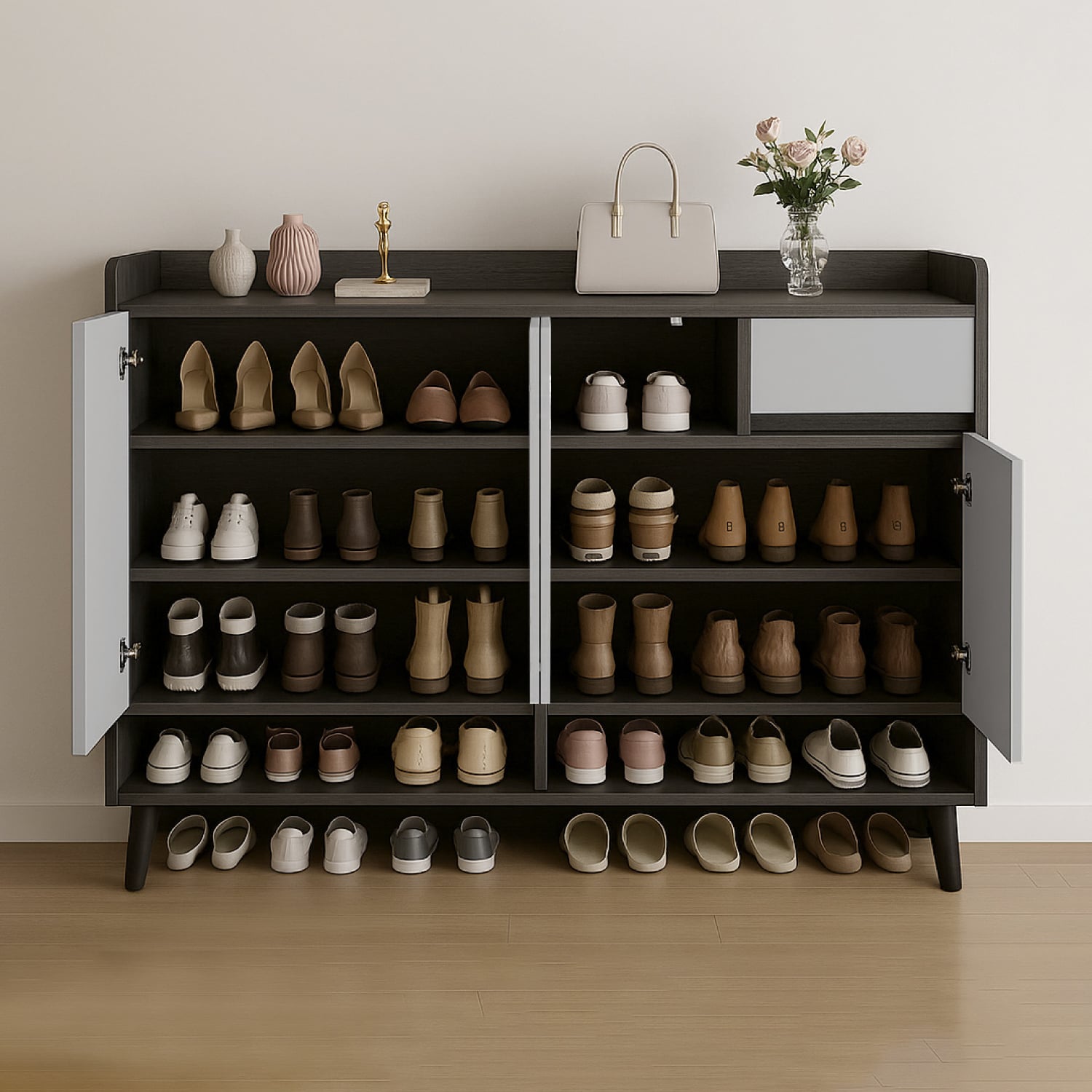 ZAPATERO BLACKEY 4 PUERTAS ORGANIZADOR ESTANTE + CAJON 118CM - 2