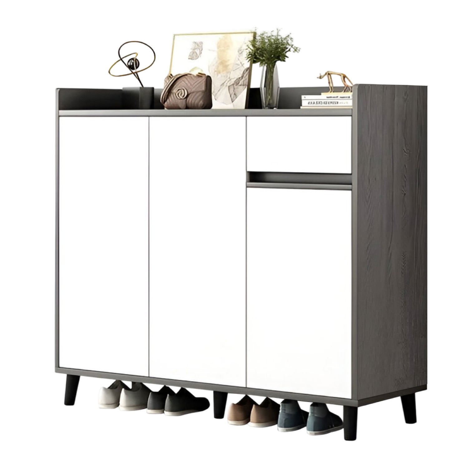 ZAPATERO SILVER 3 PUERTAS CON CAJON ORGANIZADOR ESTANTE 81CM - 1