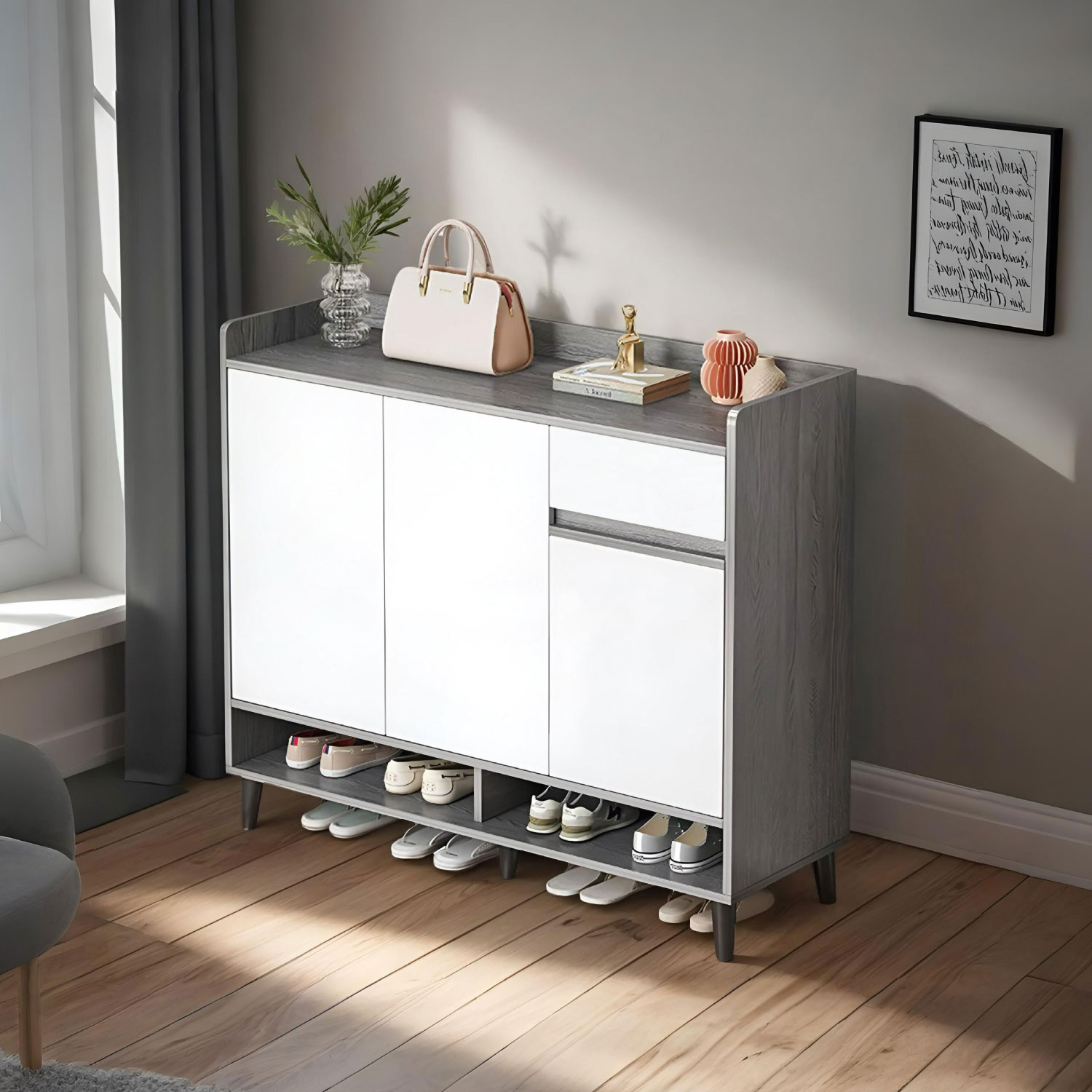 ZAPATERO SILVER 3 PUERTAS CON CAJON ORGANIZADOR ESTANTE 81CM - 2