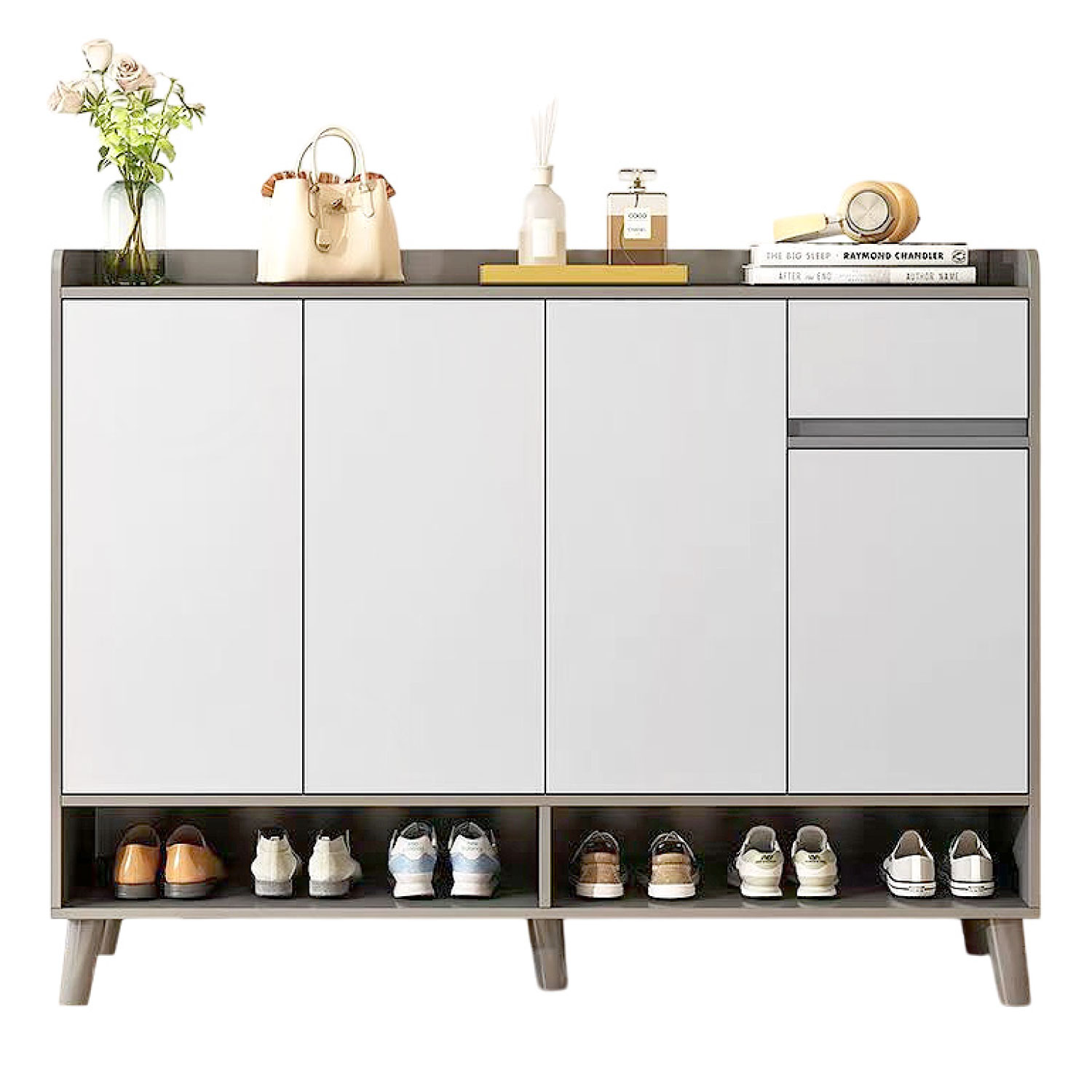 ZAPATERO SILVER 4 PUERTAS CON CAJON ORGANIZADOR ESTANTE 120CM - 1