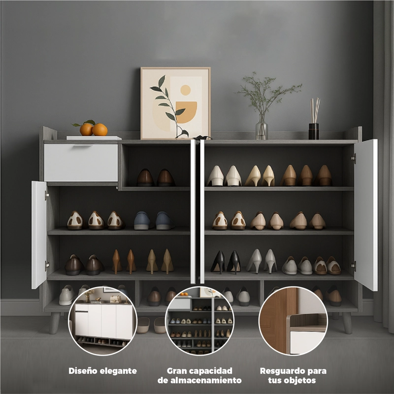 ZAPATERO SILVER 4 PUERTAS CON CAJON ORGANIZADOR ESTANTE 140CM - 4
