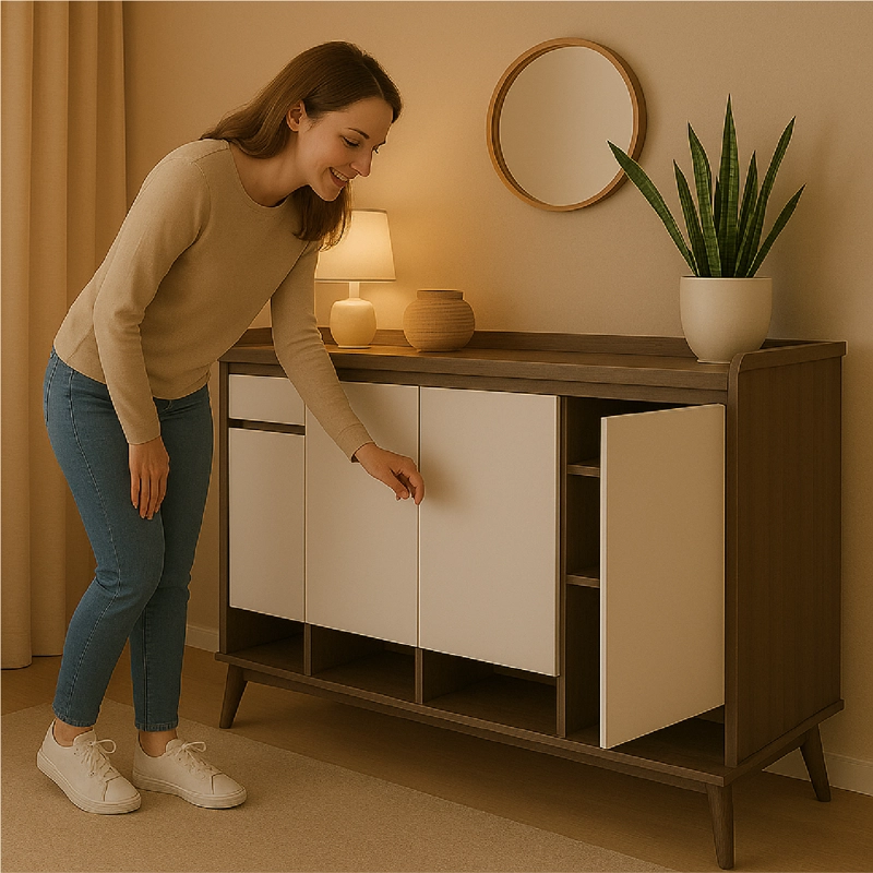 ZAPATERO SILVER 4 PUERTAS CON CAJON ORGANIZADOR ESTANTE 140CM - 5