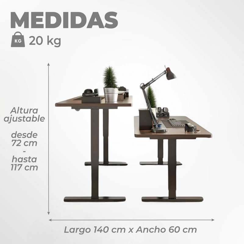 ESCRITORIO MESA ALTURA AJUSTABLE ELE CTRICO DE 72-117/140 CM - 3
