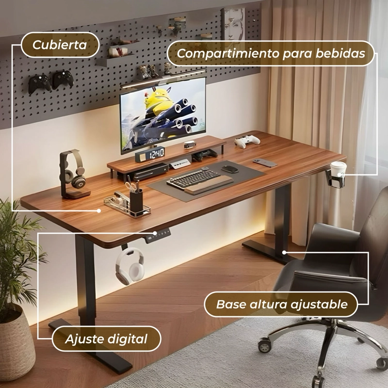 ESCRITORIO MESA ALTURA AJUSTABLE ELE CTRICO DE 72-117/140 CM - 6
