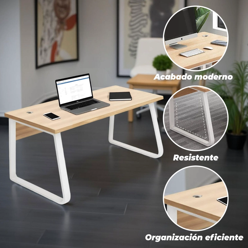 ESCRITORIO OFICINA ROUND LEG POSH ANTIDESLIZANTE MAPLE 120CM - 4