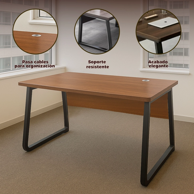 ESCRITORIO OFICINA ROUND LEG POSH ANTIDESLIZANTE BROWN 160CM - 4