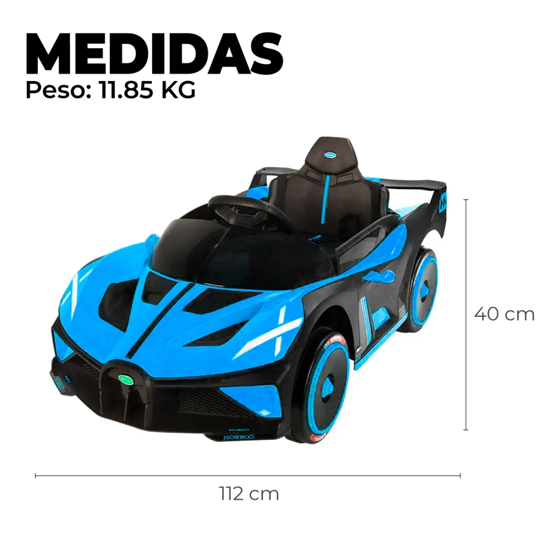 AUTO ELECTRICO DEPORTIVO CON CONTROL REMOTO, LUCES Y SONIDO AZUL - 2