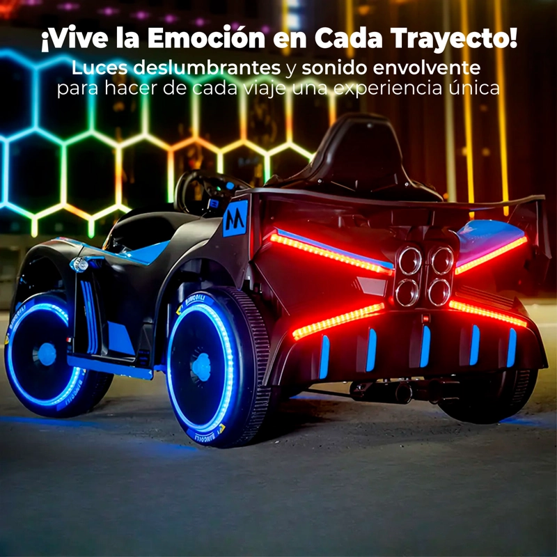 AUTO ELECTRICO DEPORTIVO CON CONTROL REMOTO, LUCES Y SONIDO AZUL - 3