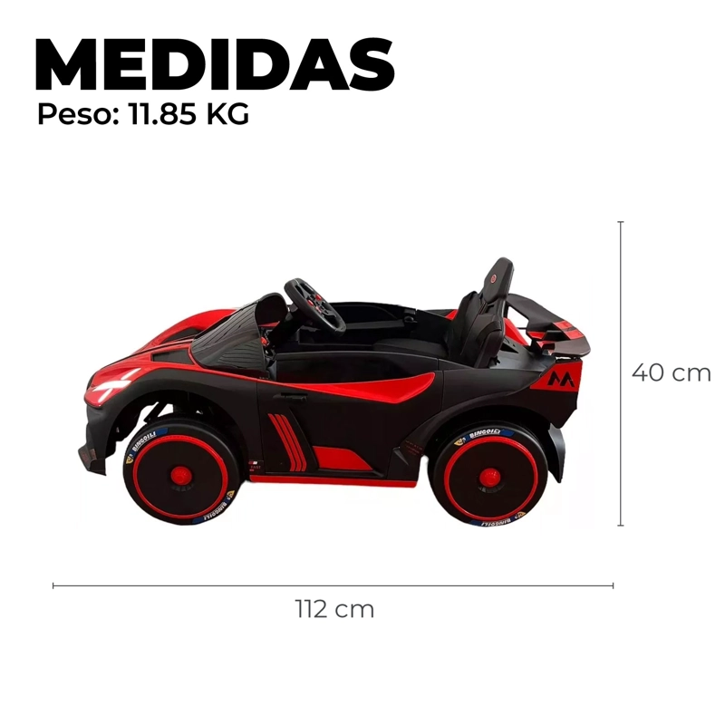 AUTO ELECTRICO DEPORTIVO CON CONTROL REMOTO, LUCES Y SONIDO ROJO - 2