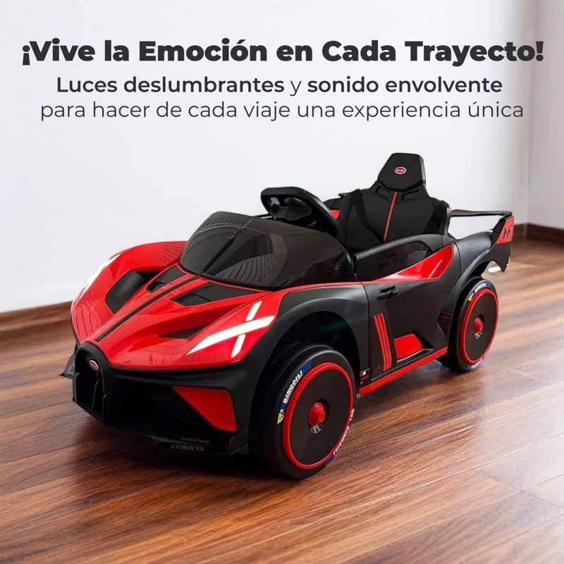 AUTO ELECTRICO DEPORTIVO CON CONTROL REMOTO, LUCES Y SONIDO ROJO - 3