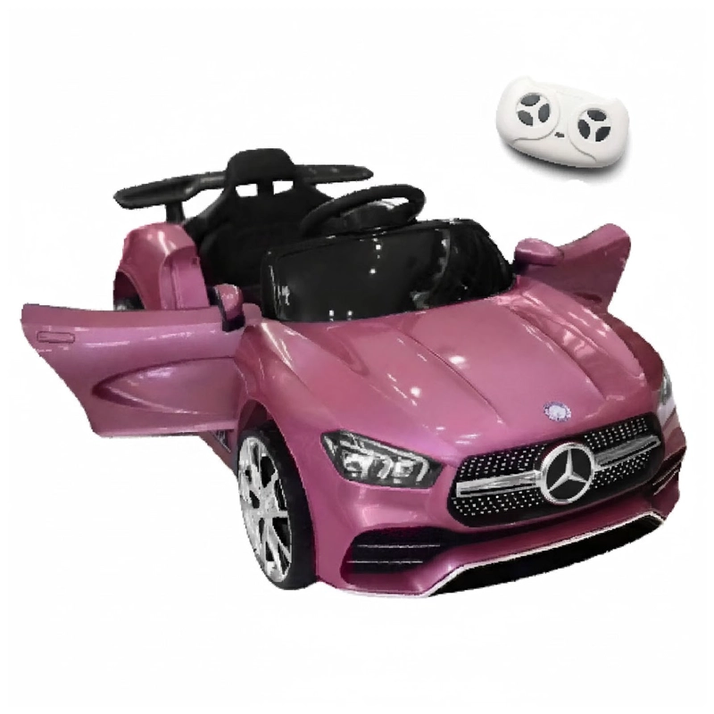 AUTO ELECTRICO MERCEDES CON CONTROL REMOTO, LUCES Y SONIDO ROSADO - 1