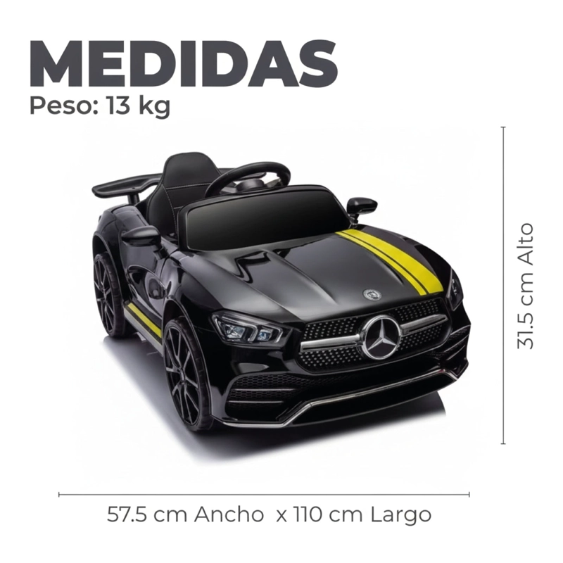 AUTO ELECTRICO MERCEDES CON CONTROL REMOTO LUCES Y SONIDO - 2