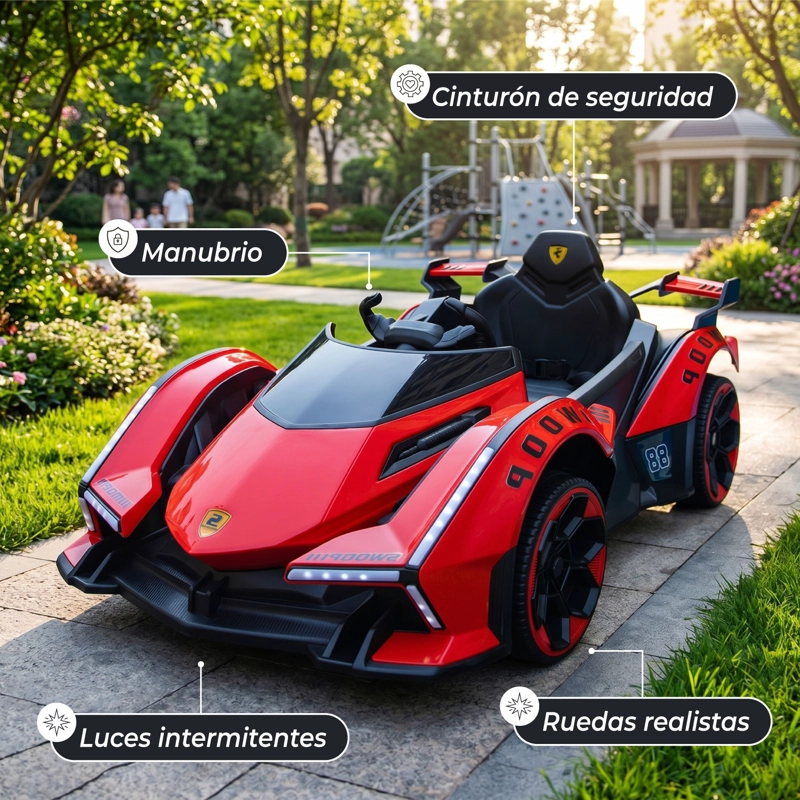 AUTO ELECTRICO PARA NIÑOS CON CONTROL REMOTO LUCES Y SONIDO - 3