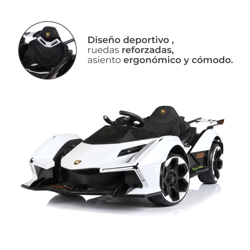 AUTO ELE CTRICO PARA NIÑOS CON CONTROL REMOTO LUCES Y SONIDO BLANCO - 2