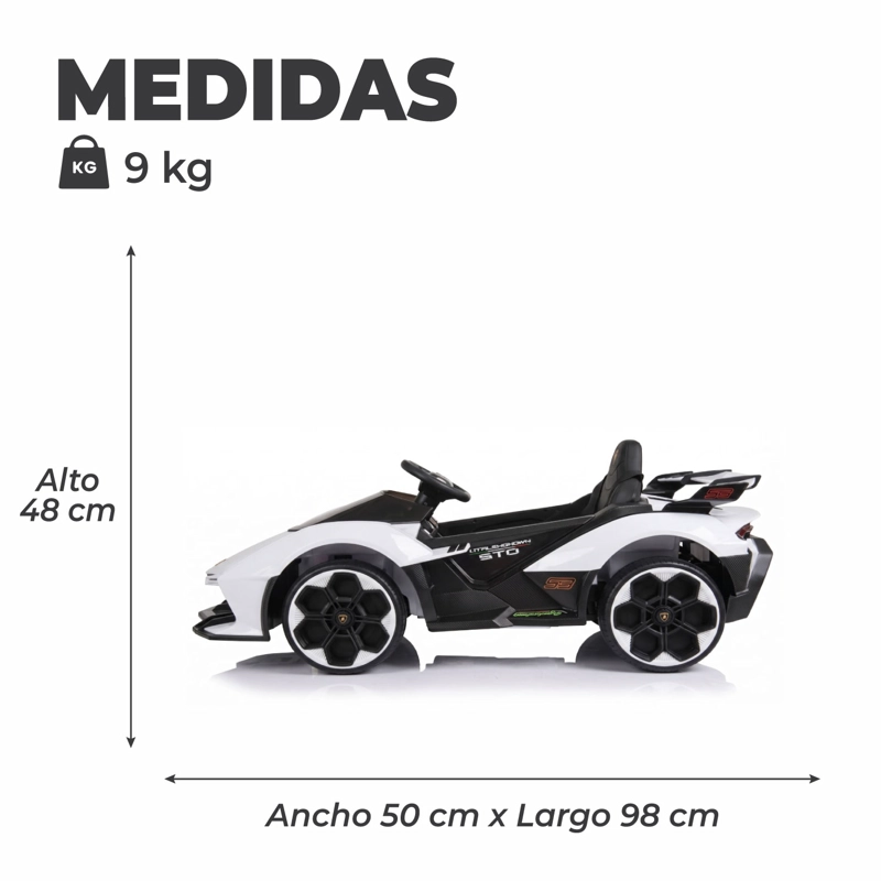 AUTO ELE CTRICO PARA NIÑOS CON CONTROL REMOTO LUCES Y SONIDO BLANCO - 4