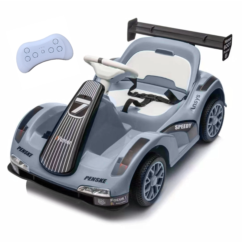 AUTO ELECTRICO PARA NIÑOS KARTING  CON CONTROL, LUZ Y SONIDO  GRIS - 1