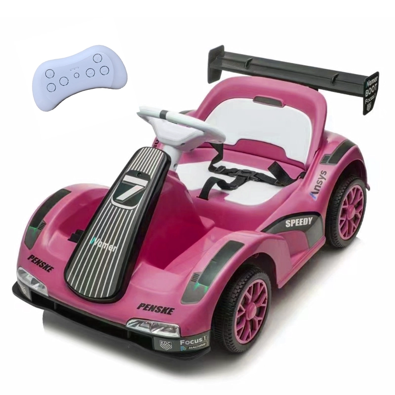 AUTO ELECTRICO PARA NIÑOS KARTING  CON CONTROL, LUZ Y SONIDO ROSADO - 1
