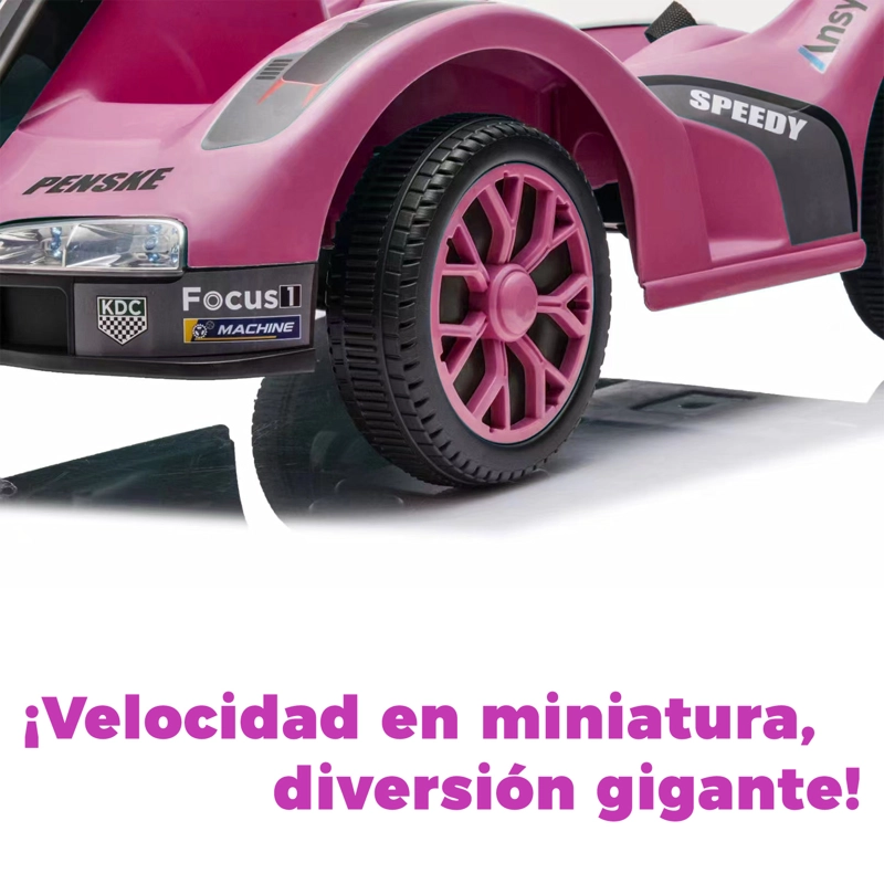 AUTO ELECTRICO PARA NIÑOS KARTING  CON CONTROL, LUZ Y SONIDO ROSADO - 8
