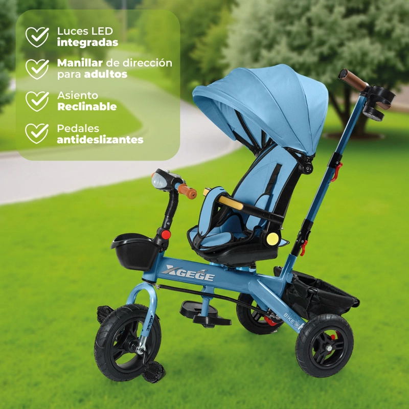 COCHE TRICICLO PASEO CON FOCO 360º RECLINABLE 4 EN 1 - 3