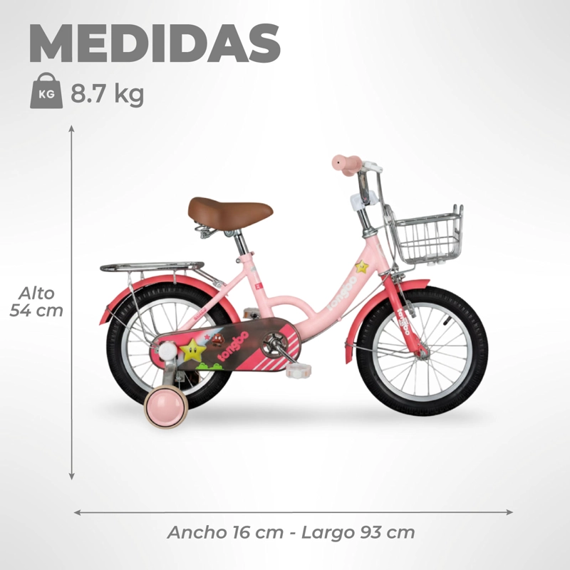 BICICLETA NIÑA INFANTIL DE PASEO LITTLE STAR RUEDITAS ARO 12 ROSADO - 3