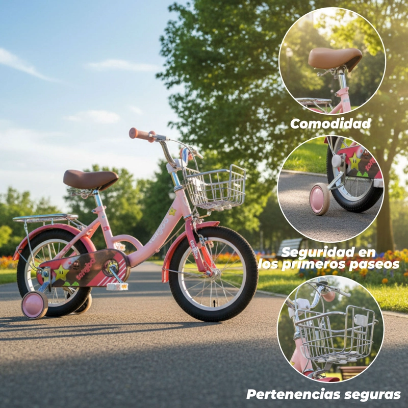 BICICLETA NIÑA INFANTIL DE PASEO LITTLE STAR RUEDITAS ARO 12 ROSADO - 4