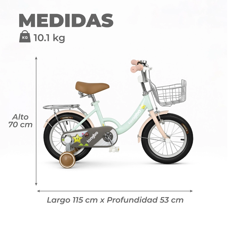 BICICLETA NIÑA INFANTIL DE PASEO LITTLE STAR RUEDITAS ARO 16 VERDE MENTA - 3