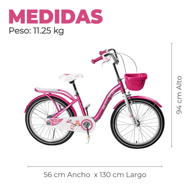 BICICLETA NIÑA INFANTIL DE PASEO PINK OWL RUEDITAS ARO 20 - 3