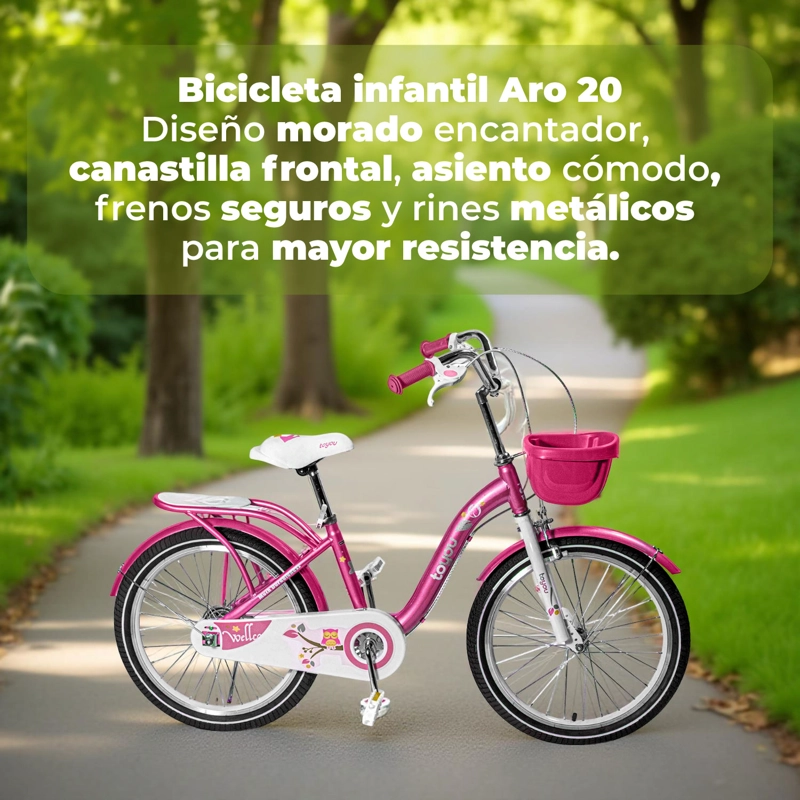 BICICLETA NIÑA INFANTIL DE PASEO PINK OWL RUEDITAS ARO 20 - 5