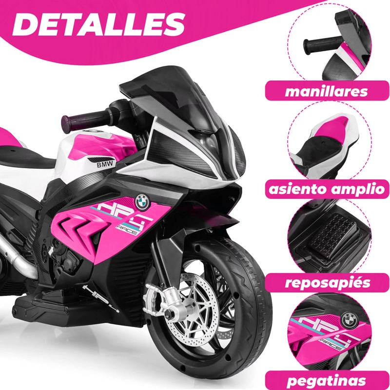 MOTO NIÑOS ELECTRICA 3 RUEDAS HP4 LUCES Y SONIDO ROSADO - 5