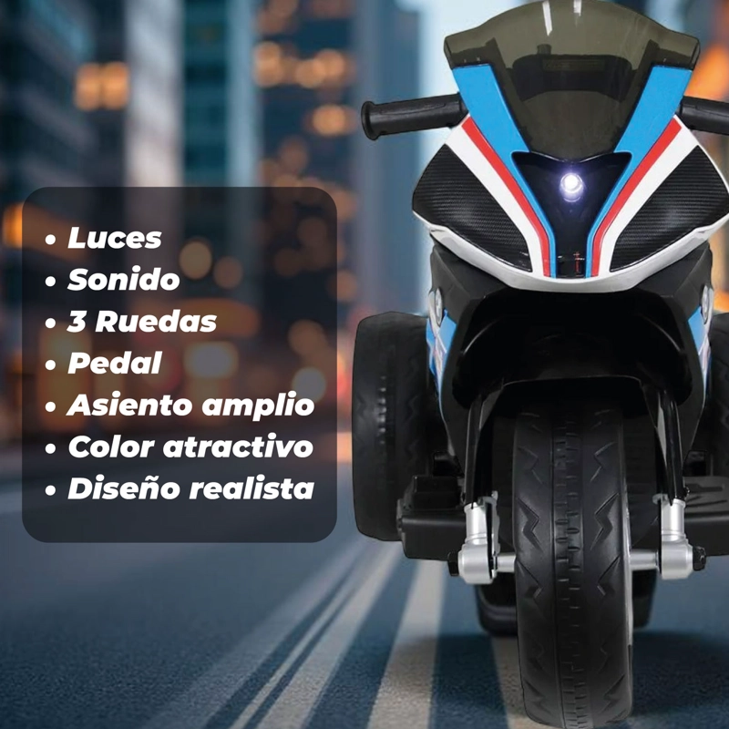 MOTO NIÑOS ELECTRICA 3 RUEDAS HP4 LUCES Y SONIDO AZUL - 3